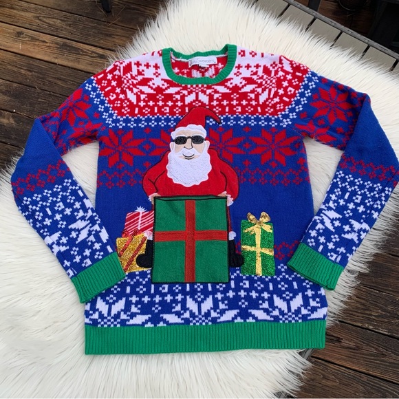 Jolly Sweaters “Ugly Christmas” Groovy Santa Sweater Mens Medium - Picture 8 of 12